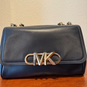 Michael Kors Black Parker Shoulder Bag with Gold Accents